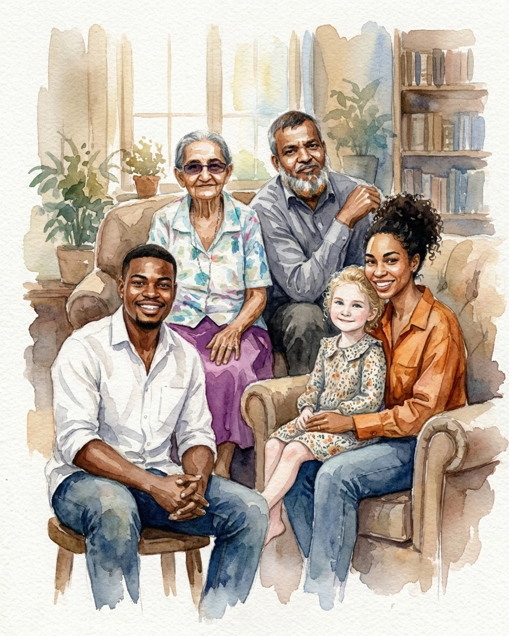 Pure Watercolor family photo