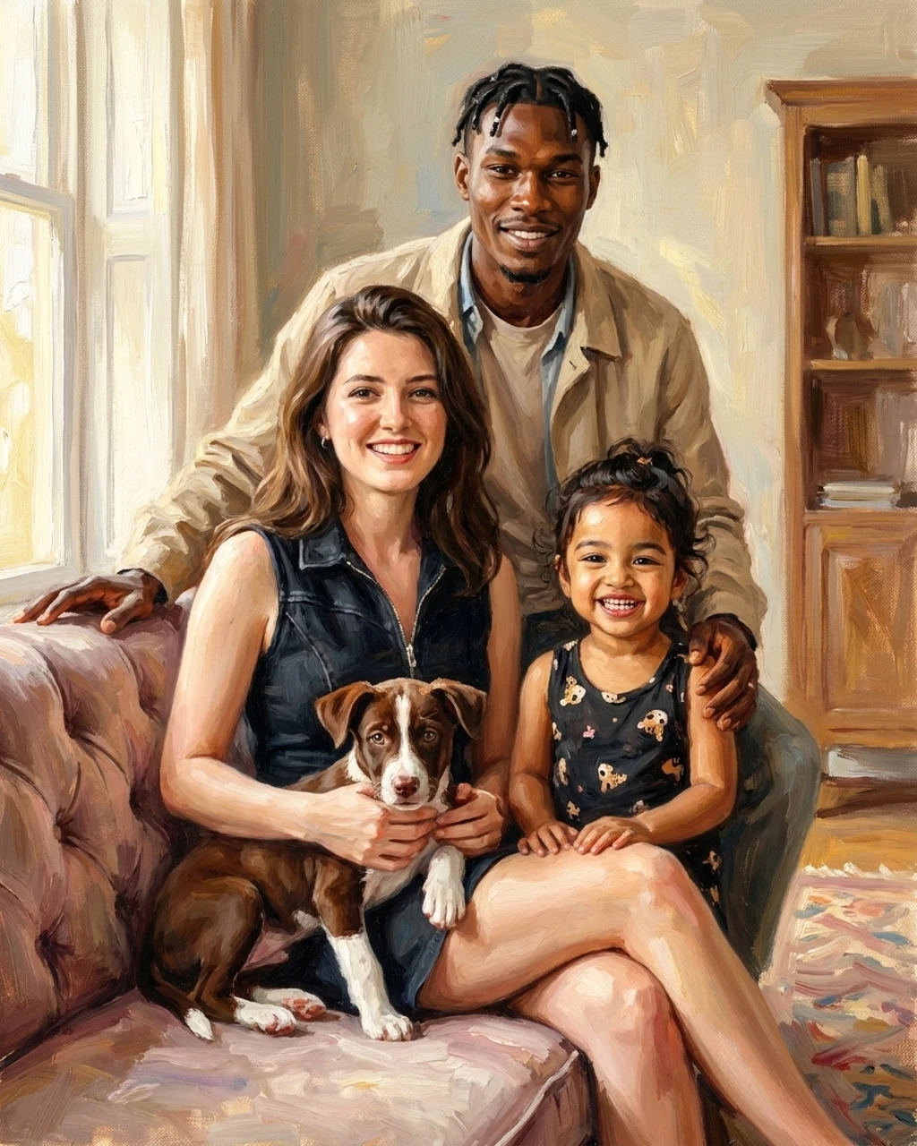 A oil painting family portrait composed by KinBlend