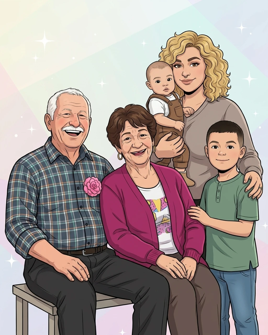 Anime family portrait composed by KinBlend