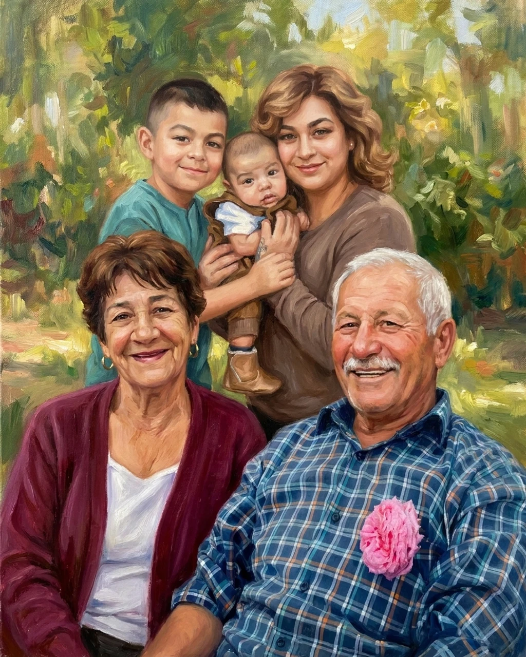 A oil painting family portrait composed by KinBlend