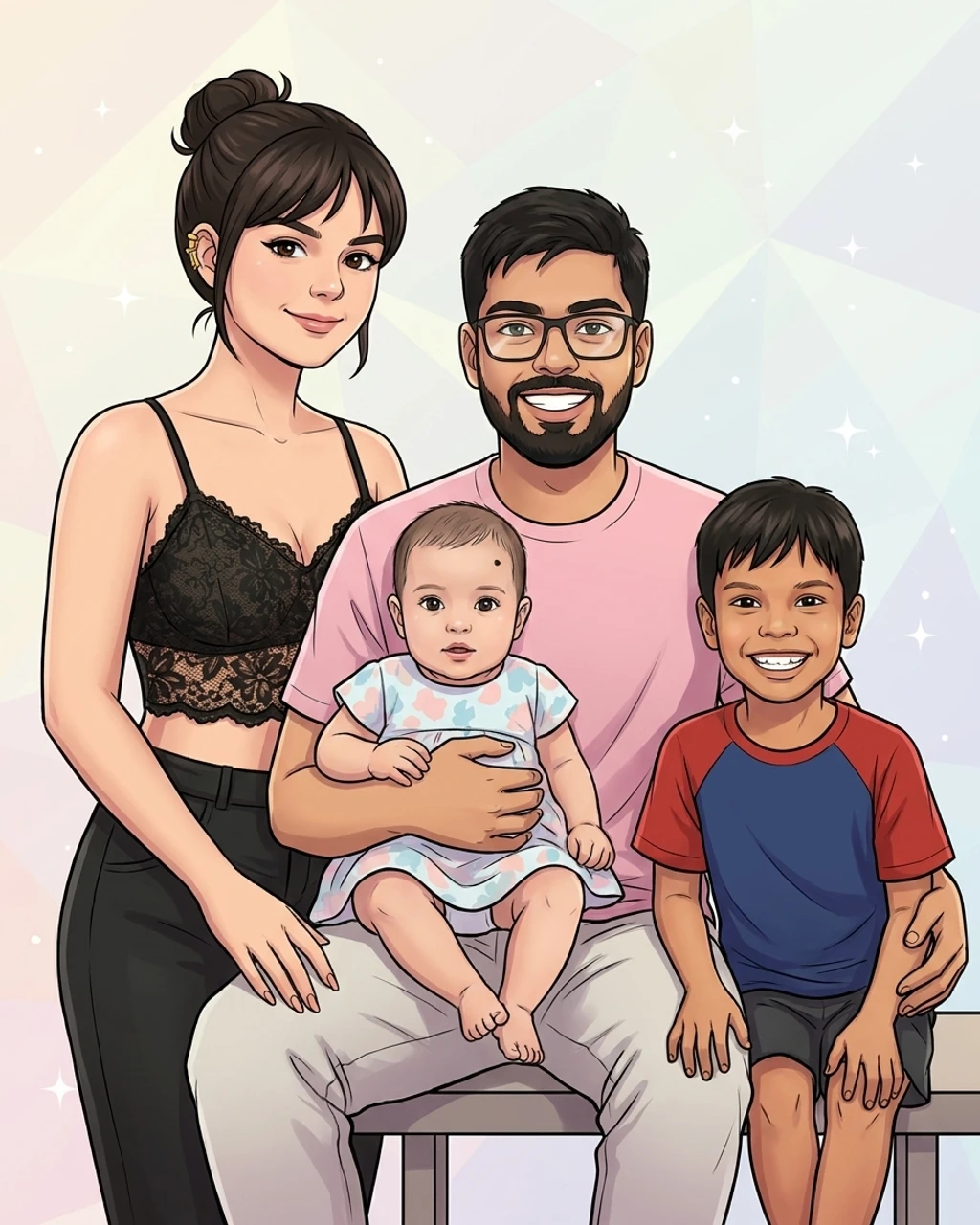 Anime family portrait composed by KinBlend