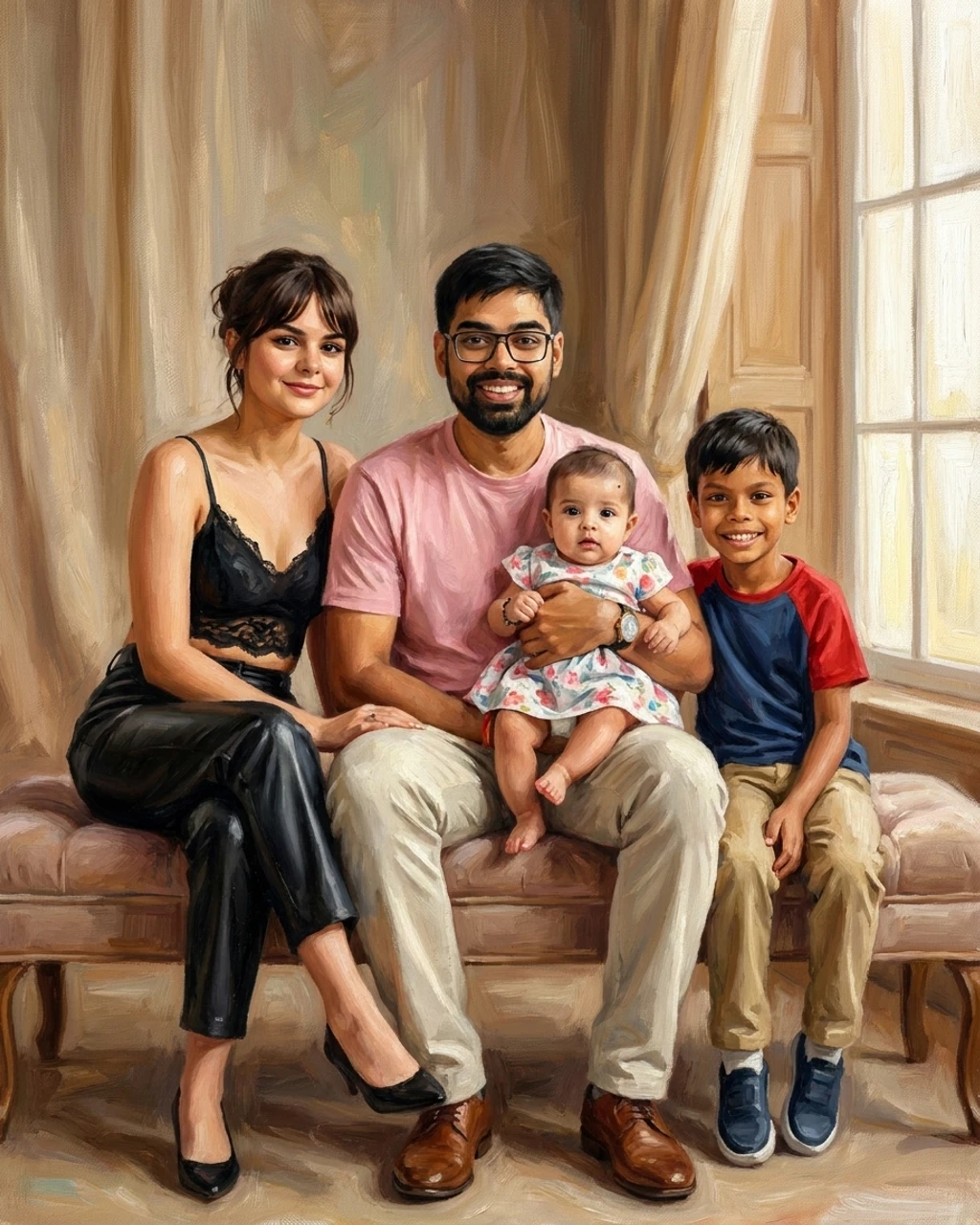 Oil Painting family portrait composed by KinBlend