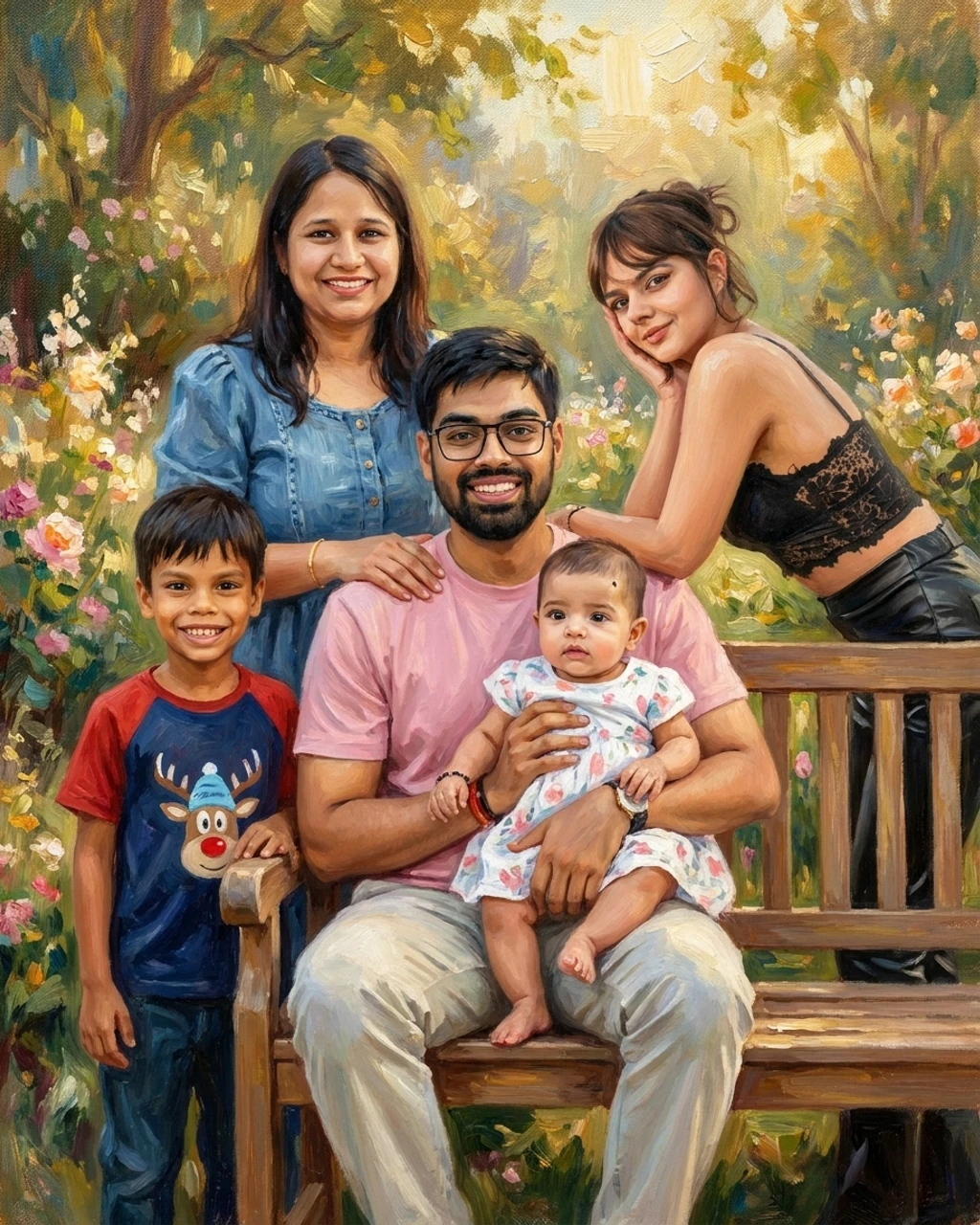 Oil Painting family portrait composed by KinBlend