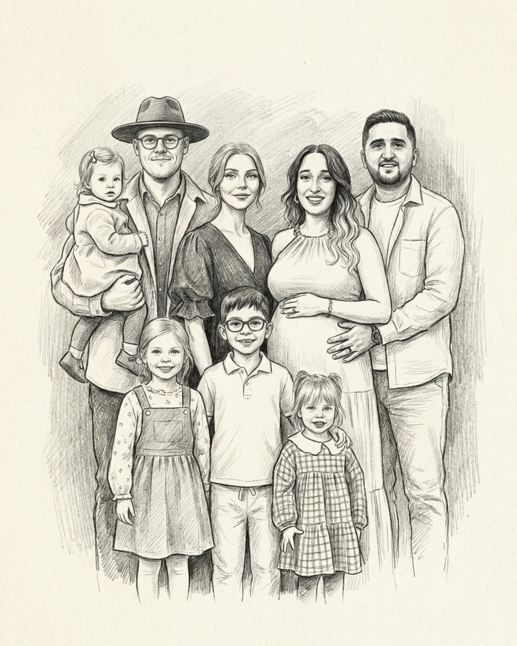 Pencil Sketch family photo