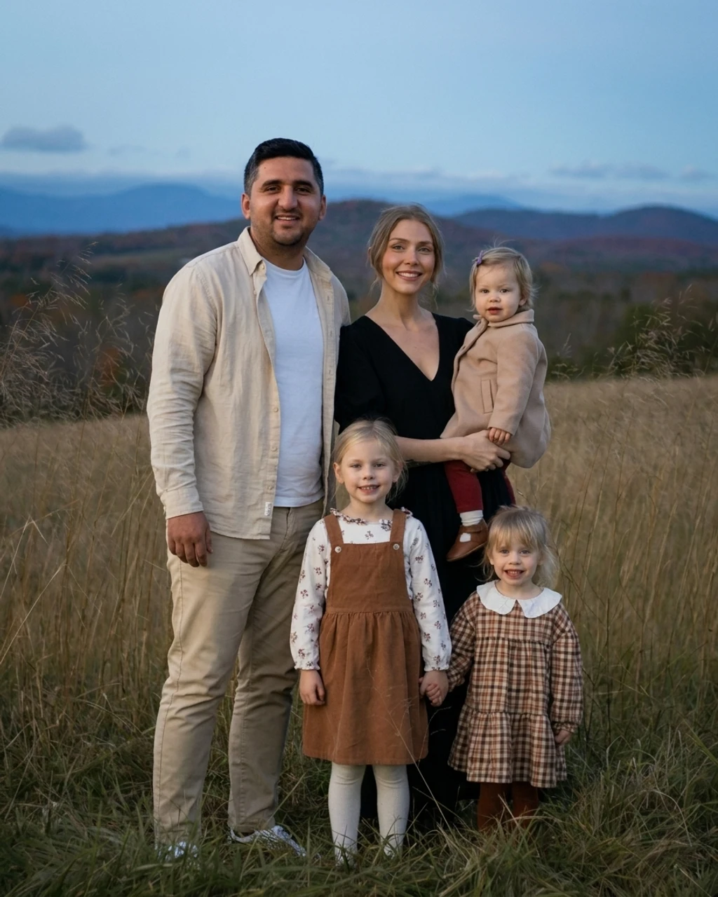 Photorealistic family portrait composed by KinBlend